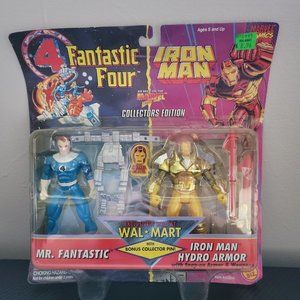 New ToyBiz 1995 MR FANTASTIC IRON MAN Action Figures 2 Pk Walmart Exclusive Pin